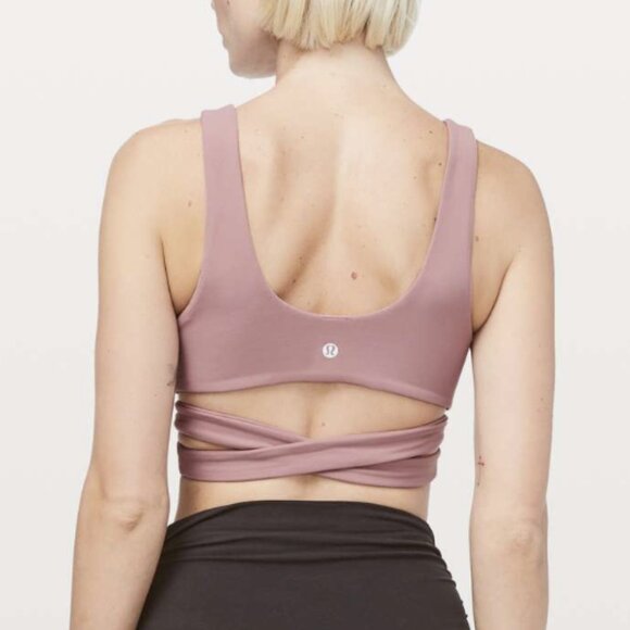 Lululemon Still Your Mind Bra Quicksand Pink Wrap Tie Crop Top Nulu Size 6 - Picture 2 of 8